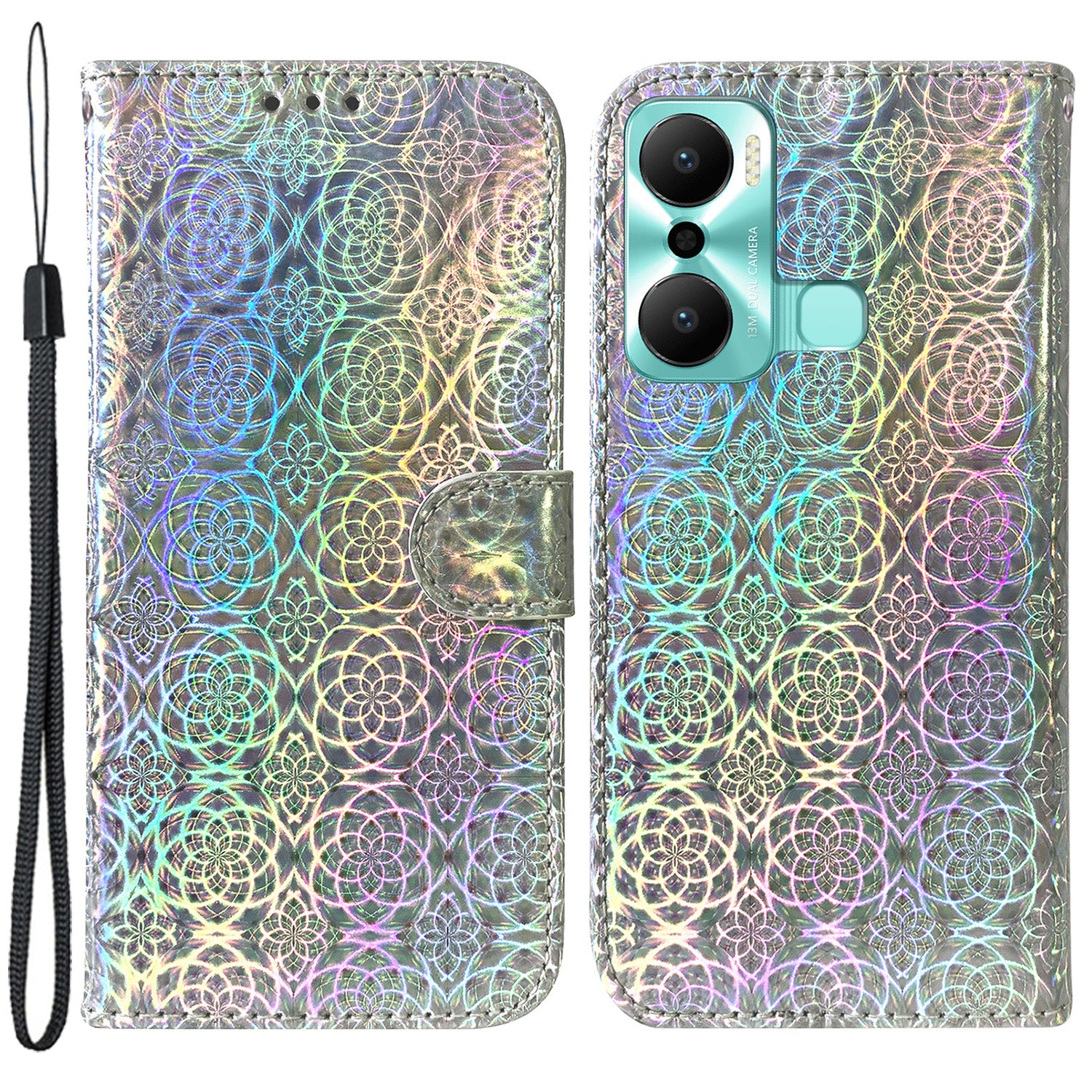 For Infinix Hot 20 Play 4G PU Leather Dazzling Flower Pattern Wallet Case Folding Stand Magnetic Closure Book Style Flip Phone Cover with Strap For Infinix Hot 20 Play 4G PU Leather Dazzling Flower Pattern Wallet Case Folding Stand Magnetic Closure Book Style Flip Phone Cover with Strap
